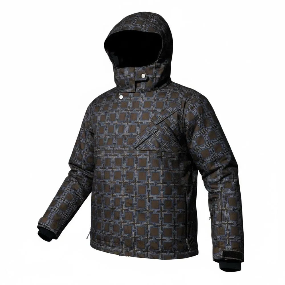 Bonfire Snowboard Ski Jacket Men’s Large Insulated Hooded Geometric